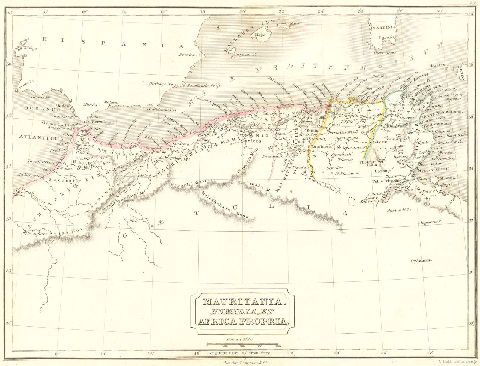 NORTH AFRICA. Mauritania, Numidia, Propria 1847 old antique map plan chart